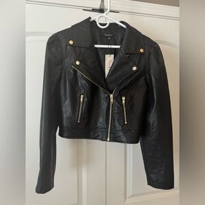 Strut and Bolt cropped faux Black Leather Jacket